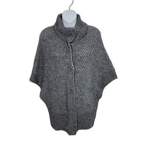 Elsamanda Poncho Sweater Women S Gray Alpaca Wool Blend Chunky Knit